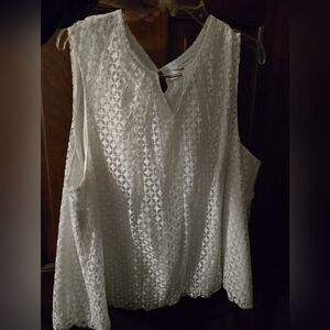 Liz Claiborne Elegant White Lace Sleeveless Top Size 2X